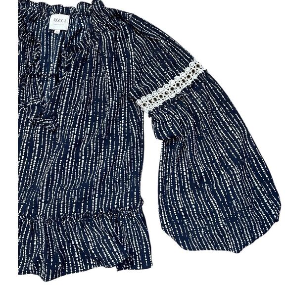 Misa Los Angeles Navy & White Carmen oversized Top - Picture 10 of 16